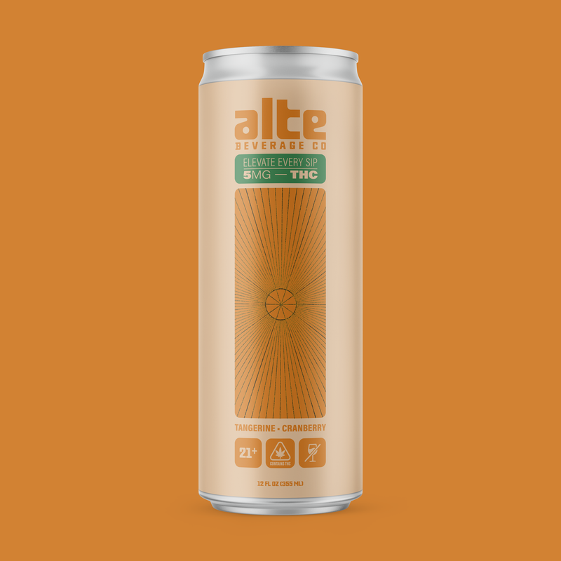 Single 12 oz. can of Alte Beverage Tangerine Cranberry on Orange background