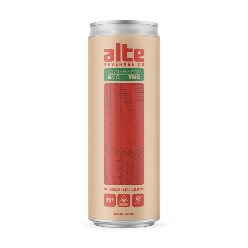 Single 12 oz. can of Alte Beverage Watermelon, Basil, Jalapeño